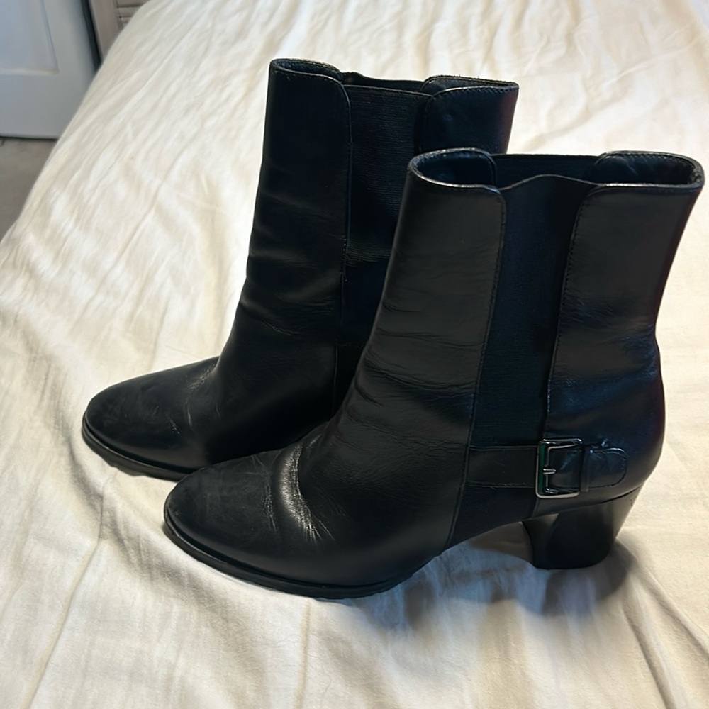 Cole Haan calf boots. black leather great condition. Heeled